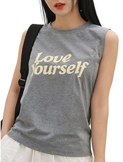 Summer Sleeveless Graphic Print Casual Crop Tank Top Shirts