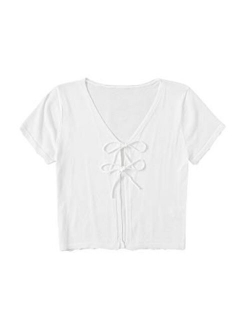 Women's Short Sleeve Solid Knot Front Cardigan Crop Top & Outer