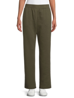 Time & Tru Women's Fleece Straight Leg Pants with Pockets