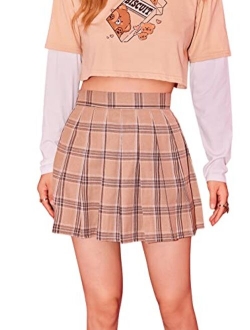 Women's Casual High Waist Flared A Line Mini Skater Skirt