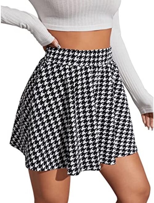 SweatyRocks Women's Casual High Waist Flared A Line Mini Skater Skirt