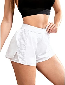 Women's Athletic Elastic Waist Split Side Workout Dolphin Shorts