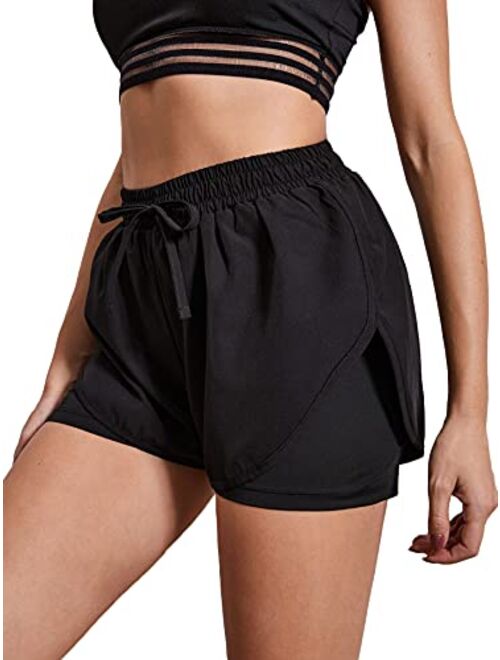 SweatyRocks Women's Athletic Elastic Waist Split Side Workout Dolphin Shorts