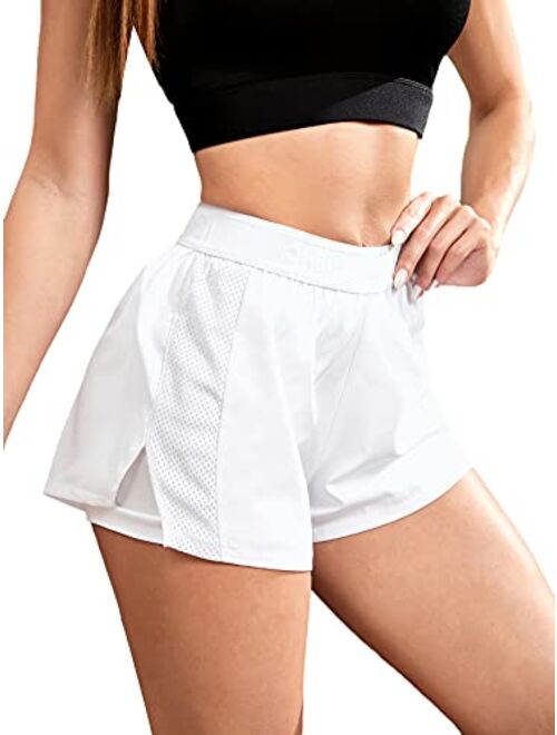 SweatyRocks Women's Athletic Elastic Waist Split Side Workout Dolphin Shorts