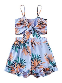 Women's 2 Piece Casual Summer Sleeveless Crop Top Camisole with Shorts