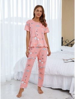 Cartoon Graphic PJ Set & Eye Cover