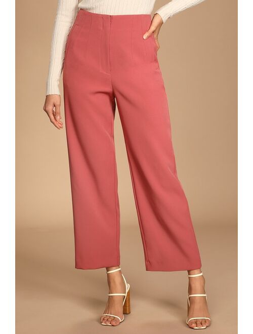 Lulus Bold and Classy Mauve Pink High-Waisted Wide Leg Trouser Pants