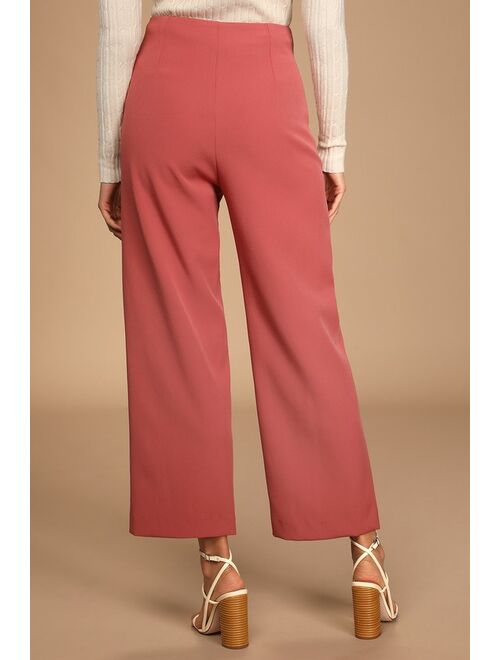 Lulus Bold and Classy Mauve Pink High-Waisted Wide Leg Trouser Pants