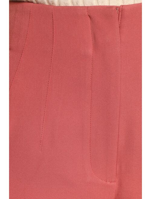 Lulus Bold and Classy Mauve Pink High-Waisted Wide Leg Trouser Pants