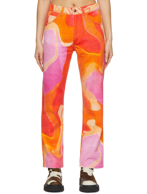 ERL Pink & Orange Graphic Jeans