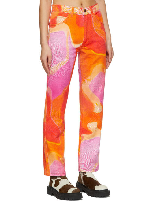 ERL Pink & Orange Graphic Jeans