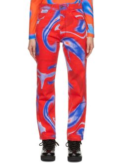 ERL Red & Blue Graphic Jeans