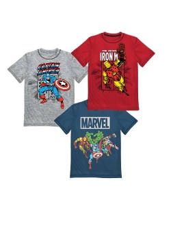 Avengers and Spider-Man T-Shirt 3 Pack for Boys, Boys Characters 3-Pack Bundle of Tees