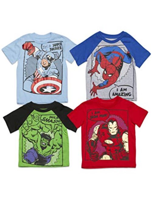 Marvel Avengers Comics Captain America Iron Man Spiderman Hulk 4 Pack T-Shirt