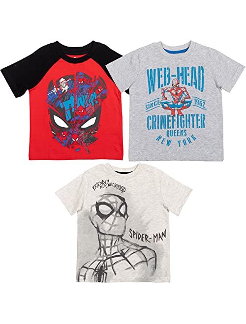 Marvel Avengers Spiderman Boys 3 Pack Graphic Short Sleeve T-Shirt