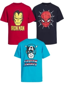 Avengers Boys 3 Pack T-Shirts - Spider-Man, Hulk, Captain America (Toddler/Little Boys)