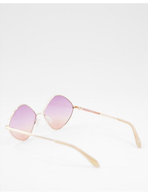 Quay It's A Look diamond sunglasses with ombre lilac lens in gold