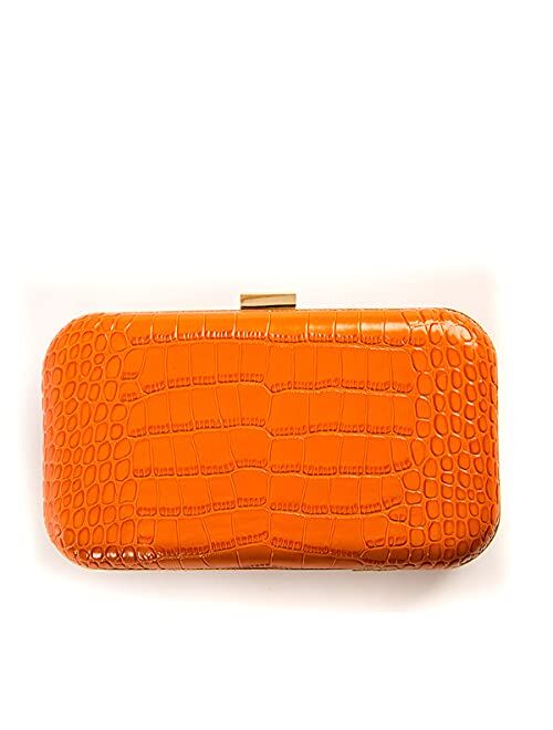 F&W Style Rose Croc Embossed Leather Clutch