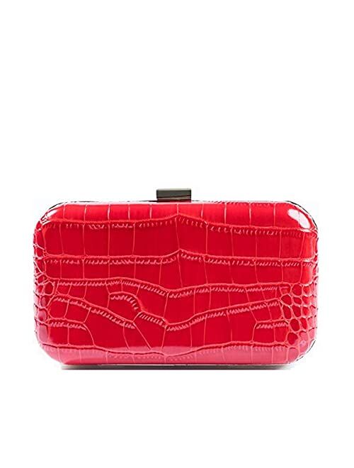 F&W Style Rose Croc Embossed Leather Clutch