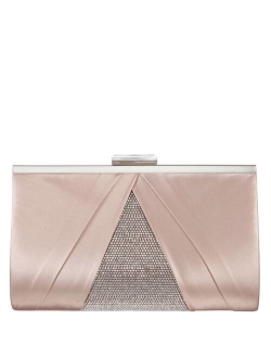 Nina Women's Pleated Stain Crystal Frame Clutch