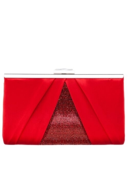 Nina Women's Pleated Stain Crystal Frame Clutch