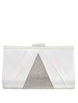 Nina Women's Pleated Stain Crystal Frame Clutch