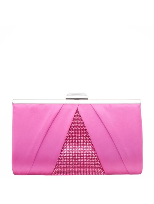 Nina Women's Pleated Stain Crystal Frame Clutch