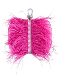 Nina Women's Feather Embellished Minaudiere Clutch