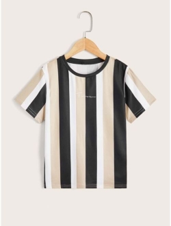 Boys Letter Graphic Striped Tee