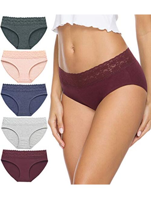 Aymeff Womens Underwear,Cotton Panties for Women,Lace Women’s Briefs,Cotton Stretch Bikini Panties,Hipster Panties for Women