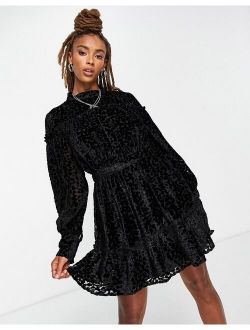 devore velvet mini dress in black