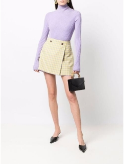 Medusa check-pattern wool skirt