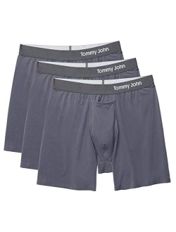 Tommy John Men's Underwear, Relaxed Fit Boxer Brief, Cool Cotton Fabric with 6" Inseam, 3 Pack