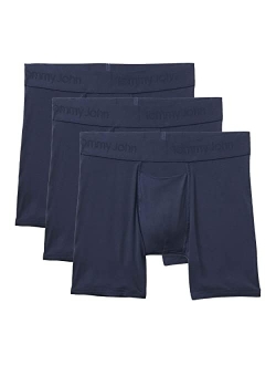 Tommy John Men's Underwear, Mid Length Boxer Brief, Second Skin Fabric with 6" Inseam, 3 Pack