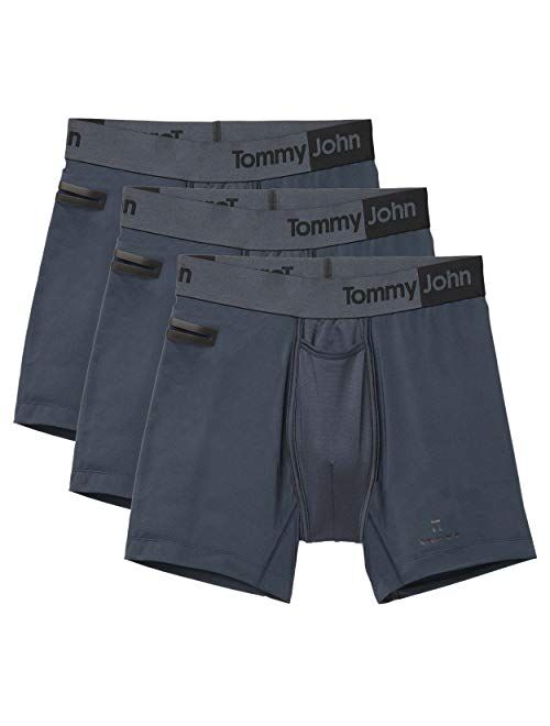 Tommy John Men's Underwear, Mid Length Boxer Brief, 360 Sport Fabric with 6" Inseam, 3 Pack