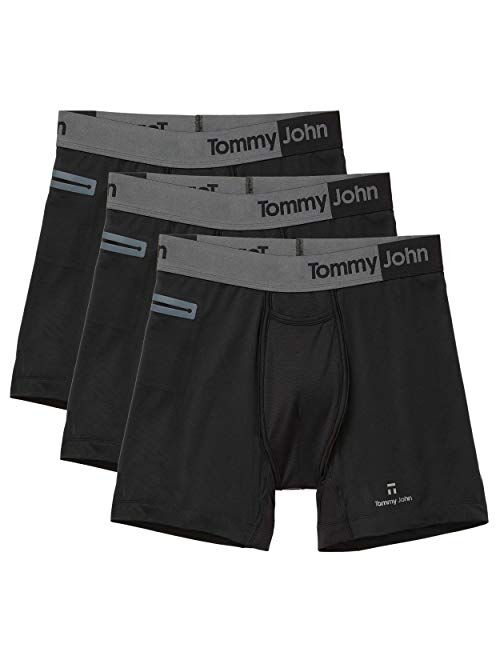 Tommy John Men's Underwear, Mid Length Boxer Brief, 360 Sport Fabric with 6" Inseam, 3 Pack