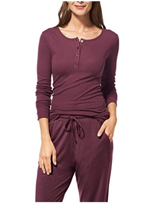 Tommy John Women's Lounge Henley - Long Sleeve Pajama Sleep Shirt