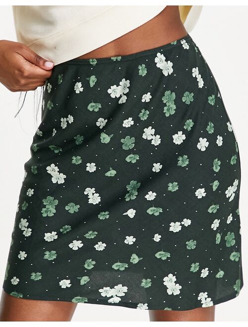 ASOS DESIGN Tall mini slip skirt in green floral print