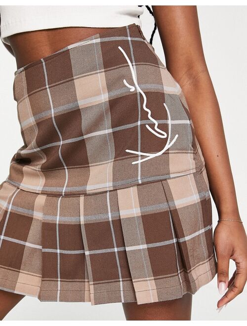 Karl Kani mini skirt in retro check with pleated hem