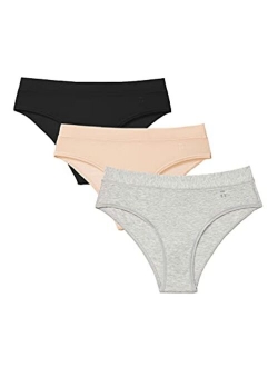 Tommy John Women's Cool Cotton Cheeky Panties - 3 Pack - Comfortable Breathable Bikini Brief Underwear for Women