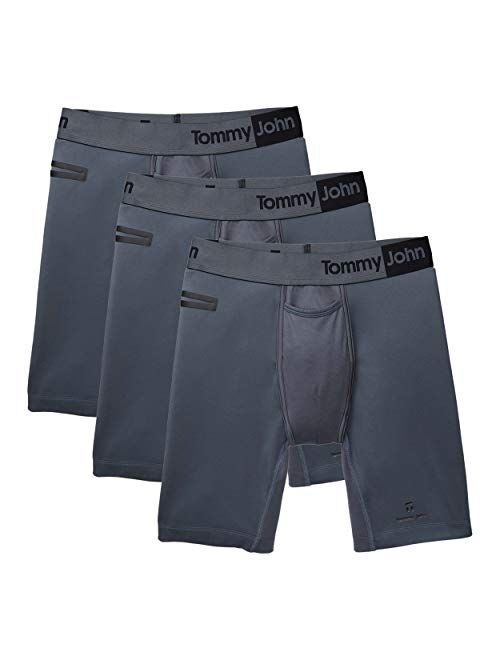 Tommy John Men's Underwear, Boxer Briefs, 360 Sport Fabric with 8" Inseam, 3 Pack