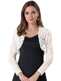 Women's Elegant Crop Cardigan Sheer Floral Lace Bolero Shrug Top