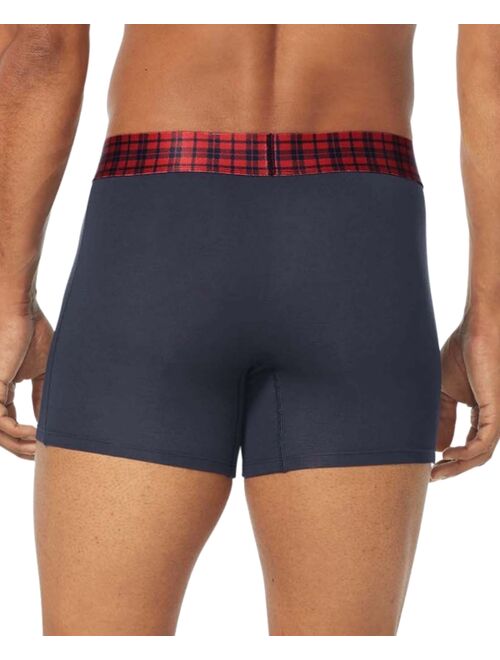 Tommy John Men's Second Skin Moisture-Wicking Plaid Waistband Trunks