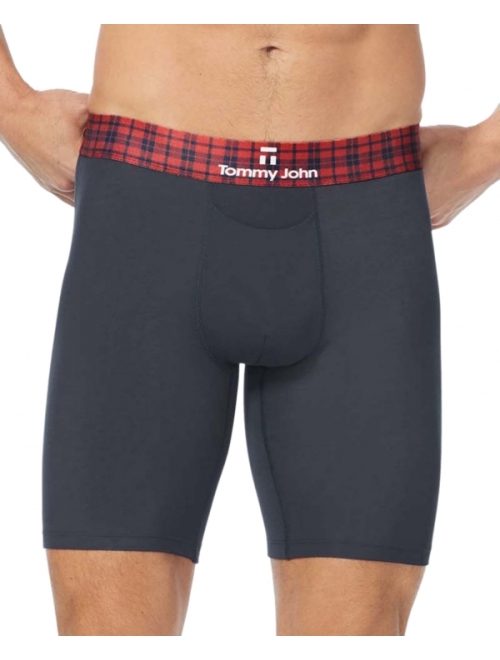 Tommy John Men's Second Skin Moisture-Wicking Plaid Waistband Boxer Briefs