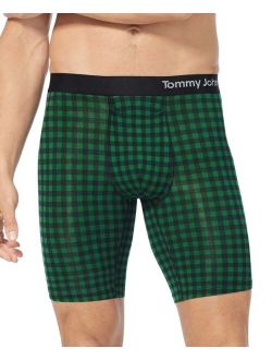 Tommy John Men's Cool Cotton Moisture-Wicking Gingham Check Boxer Briefs