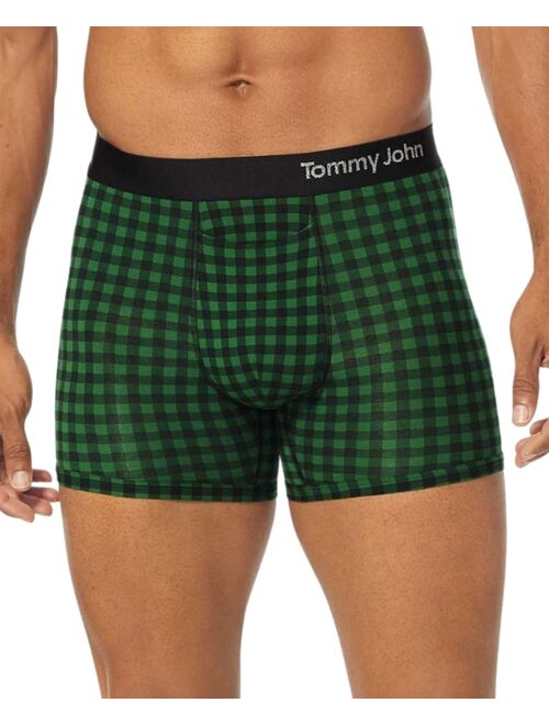 Tommy John Men's Cool Cotton Moisture-Wicking Gingham Check Trunks