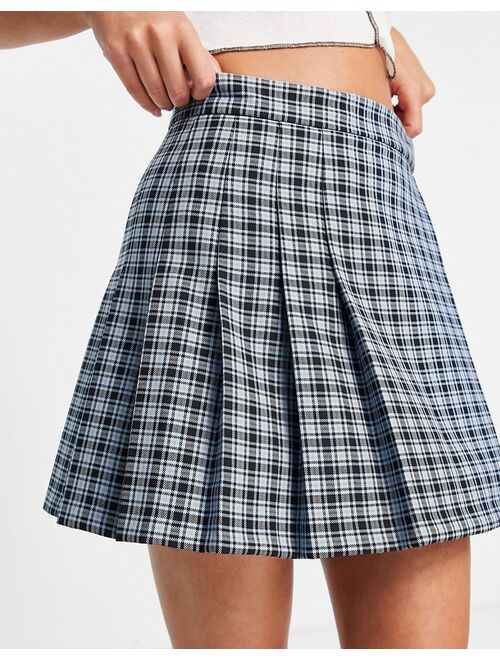 ASOS DESIGN pleated mini skirt in check