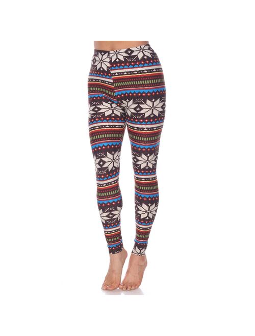 Women's White Mark Holiday Print Leggings