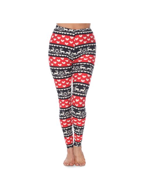 Women's White Mark Holiday Print Leggings