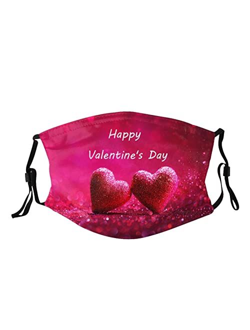 Eslvyxe Valentine's Day Winged Heart Gift Face Mask Washable Adjustable Balaclava Reusable Masks with 2 Filter for Aldult Men Women